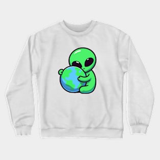 alien loves green planet Crewneck Sweatshirt